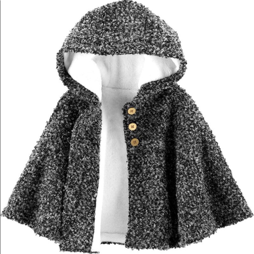 Hooded cape poncho